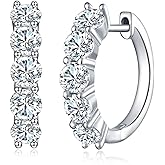 AnuClub Moissanite Hoop Earrings, 3cttw D Color Round Cut Hoop Earrings, 925 Sterling Silver With GRA Certificate
