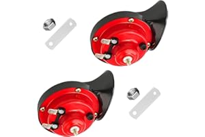 LSKASELUE 2 PCS 300DB Super Loud Train Horns, 12V Waterproof High Low Tone Air Electric Snail Double Horns, Universal Air Hor