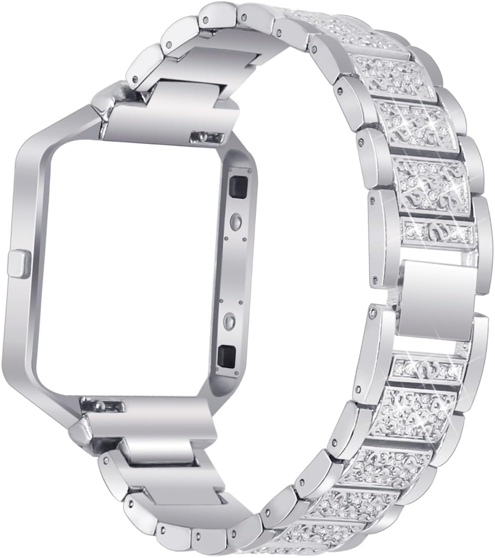 für Fitbit Blaze Armband aus Edelstahl, mit Rahmen, aisports Fitbit