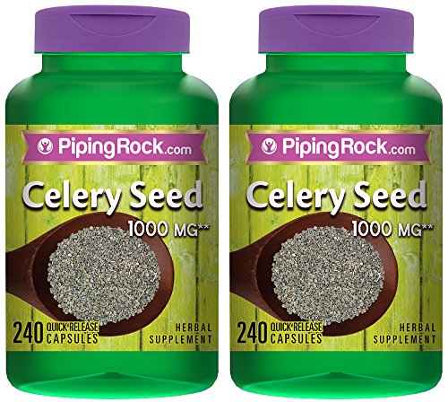 Piping Rock Celery Seed 1000 mg 2 Bottles x 240 Quick Release Capsules Herbal Supplement