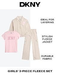 DKNY Girls 3-Piece Athletic Fleece Zip Sweatshirt