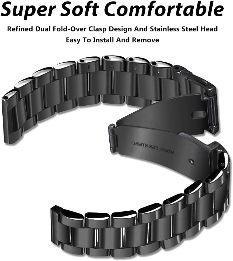 Diruite for Fitbit Versa/Versa 2 Strap,Plating Solid Stainless Steel,Butterfly Double Snap Bracelet Adjustable Replacement Wrist Bands - Image 5