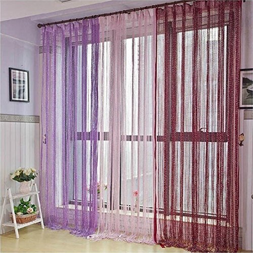 Curtain Valance - 200x100 Cm Modern Cute Flash Line Shiny Tassel String Door Curtain Window Room Divider Valance Home - Cream Curtains Green Long Crochet Silver Bathroom Mint Multicolor Gra