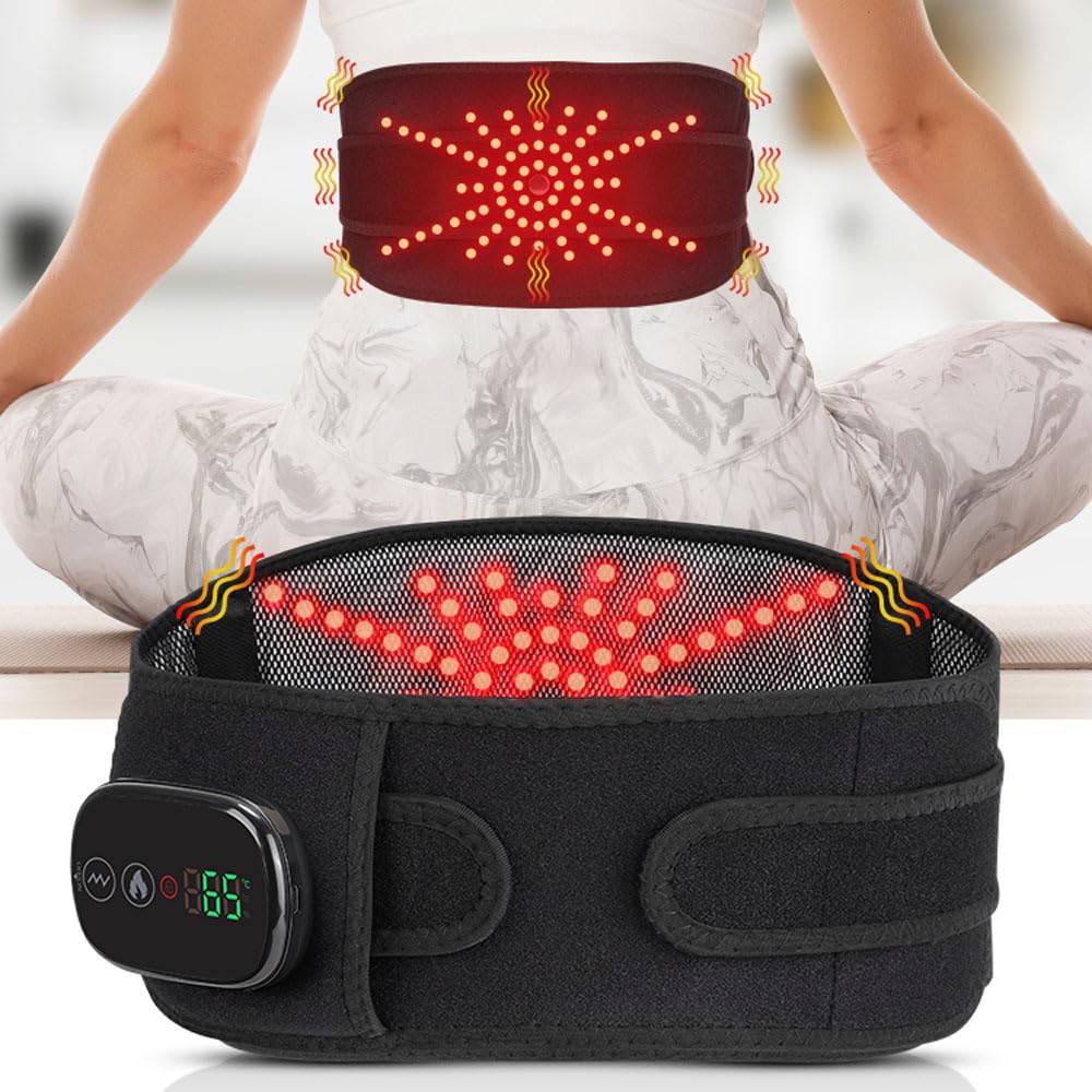 Photo 1 of Cordless Massage Heating Pad for Back Lumbar Abdomen, 103 Red Light Beads, 3 Heat & 3 Vibration Modes, 5000mAh Battery, Waist Heated Brace Belt for Period Cramps