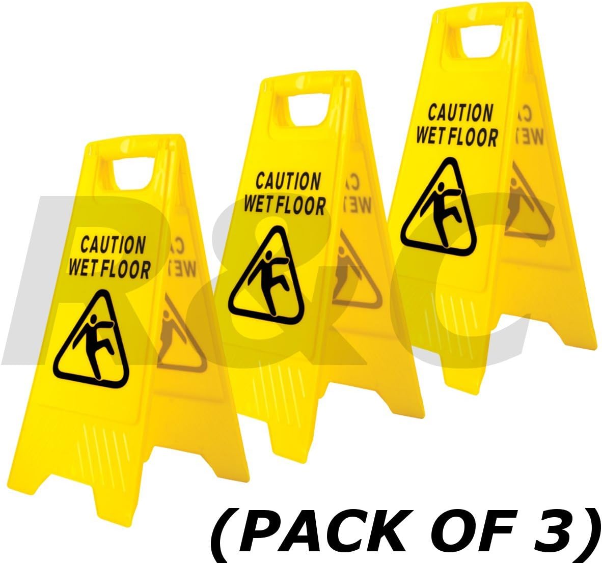 Pack Of 3 Professional Caution Wet Floor Signs 600mm X 300mm Full