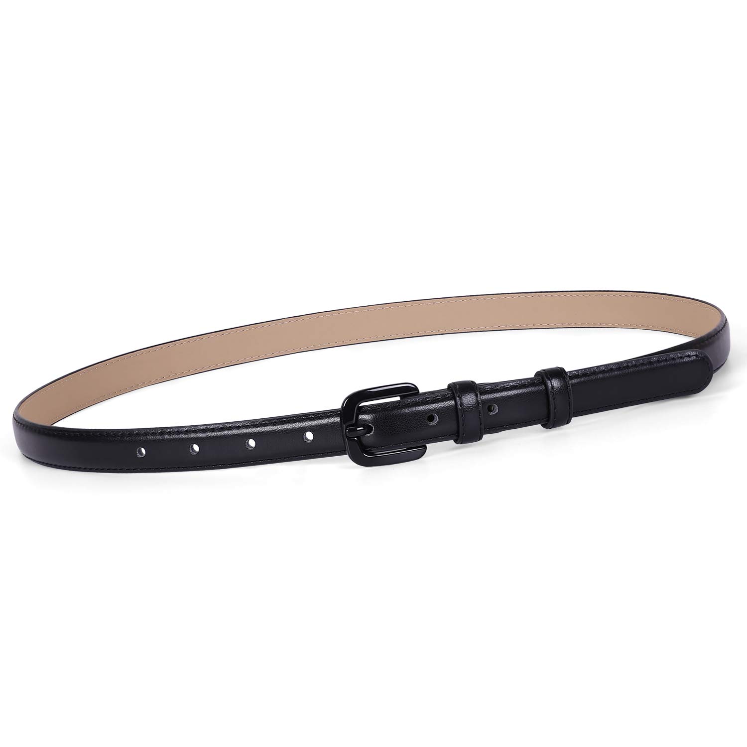 thin black leather belt