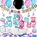 Gender Reveal Party Supplies Pack by ARTIT with 36' Big Black Balloon, Pink and Blue Confetti - Baby Shower Decorations Kit with Boy or Girl Favors - Banner Centerpiece Swirls Tablecloth Photo Props
