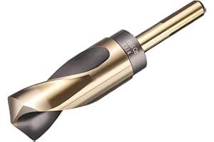 uxcell 1-1/4" Drill Bit 1/2" Reduced Shank 3-Flat M35 5% Cobalt High-Speed Steel Twist Black and Gold Finish 135° Bits for Hard Metal Stainless Steel,1pcs