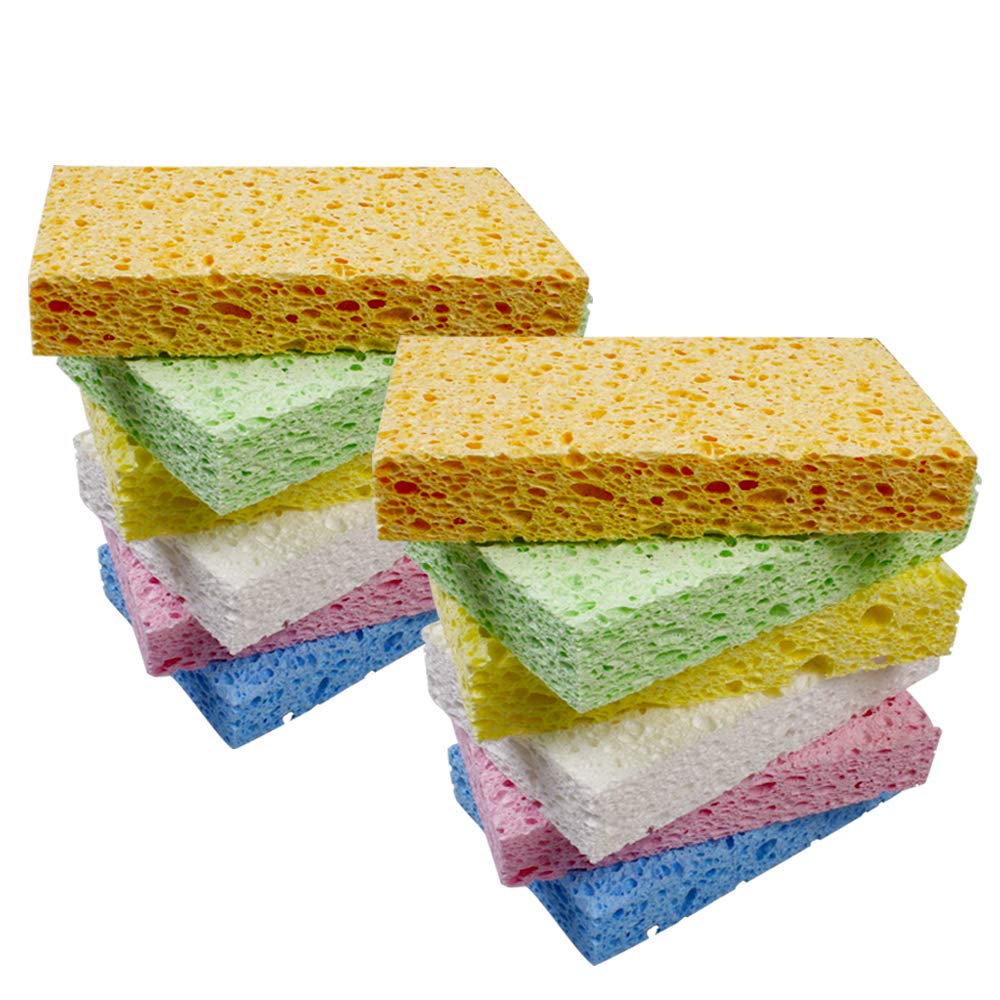 Cleaning Scrub Sponge, Heavy Duty Compressed Cellulose Sponges, Non-Scratch Sponge for Kitchen,Bathroom(12pack)
