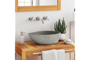 Basin River Stone Oval (14.6"-18.1") x(11.4"-14.2"),Oval Naturally-derived Stone Wash Basin for Bathroom and Washroom Bath Fi