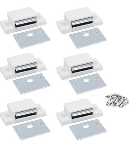 Hardware Resources Cierre Magnético Para Gabinetes (2 Unid): Seguro Y Fácil De Instalar, Blanco Con Zinc
