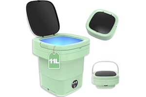 ABXKZ Portable Washing Machine, 11L Large Capacity, Mini Washing Machine with Spin Dryer, Small Foldable Laundry Washer for Travel, Rv, Dorm, Capming, Apartment, Socks, Underwear, Baby Clothes, Green