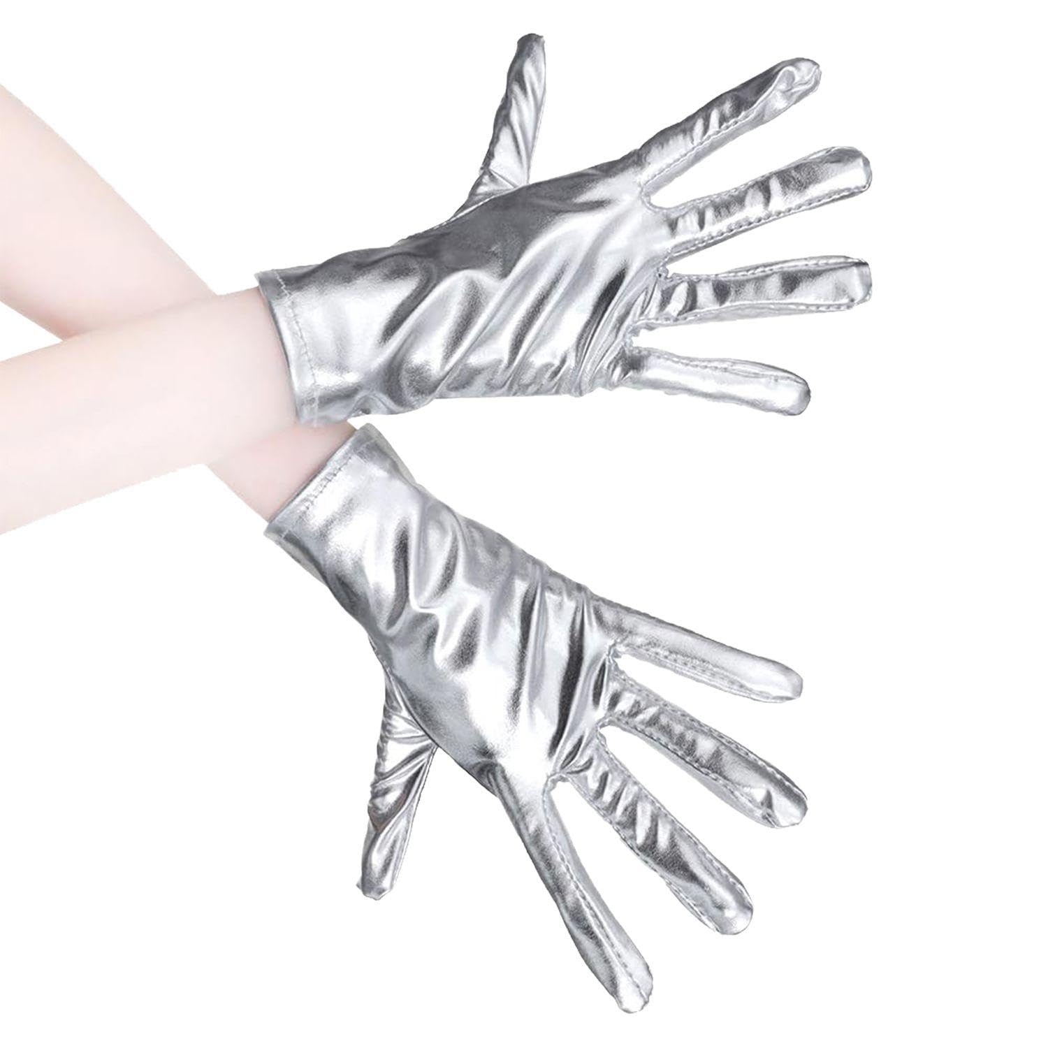 TVSVKWE 1 Pair Of Punk Gloves, Stage & Role-Playing Gloves, Silver, Polyester, Unisex, Sleeveless, One Size