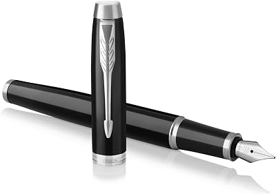 Parker IM Fountain Pen Black Lacquer Chrome Trim Fine Nib Gift Box