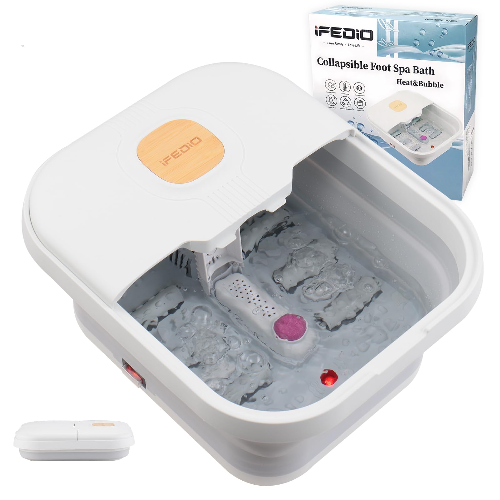 iFedio Collapsible Foot Spa with Heat, Bubble,and