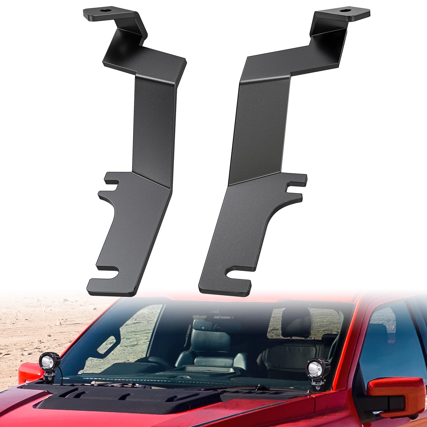 Photo 1 of Nilight Ditch Light Brackets Hood Hinges Mount Bracket Kit for Auxiliary Offroad LED Pods Work Lighting Compatible with Ford F-150 Raptor 2015 2016 2017 2018