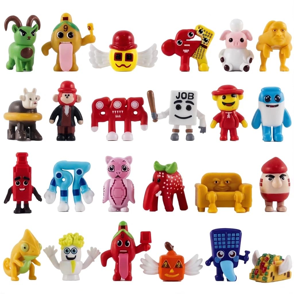 24 PCS Steal a Brainrot Action Figures Set, Cute Italian 67 Tralalero Shark Strawberry Elephant Figures Animals, Mini 1.5In Funny Collectible Desk Toy for Decoration, Collection, And Fans Gift