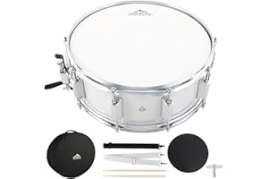 EASTROCK Snare Drum 14X5.5 Inches for Student Beginners with Gig Bag, Drumsticks, Drum Keys, Coated Material Drum Head, Off-white