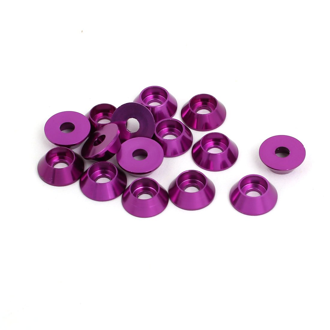 Sourcingmap M3 Aluminium Alloy Cone Shaped Round Cup Bumper Washer Purple 15pcs