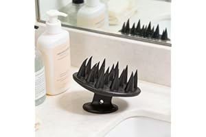 Silicone Scalp Shampoo Brush, Soft TPE Bristles, Wet Dry Dual Use, Ergonomic Grip, Multi-Color Hair Care Tool (Black)