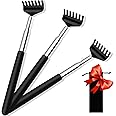 (3-Pack) Black Telescopic Back Scratcher, ELASO Portable Extendable Stainless Steel Back Scratchers for Men Women with Beautiful Carry Bag