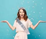 Leixi Birthday Queen Sash & Rhinestone Tiara Set Silver view 5