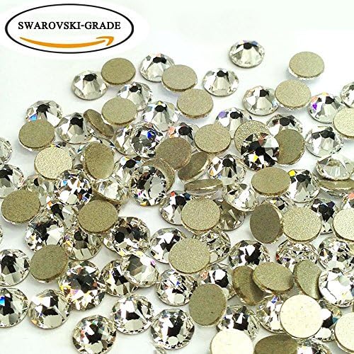 LWCUS 145pcs Crystal Clear SWAROVSKI-GRADE No-Hotfix Non-self-adhesive Flat Back Round Diamante Gem Rhinestones for DIY Crafts Decorating (5mm)