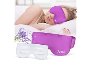 Atsuwell Lavender Eye Mask, Weighted Eye Mask for Dry Eyes, Sleep Mask for Men Women, Hot & Cold Therapy Eye Cover for Compression Pain Relief, Eye Pillow for Puffy Eyes, Migraine, Sinus Pain