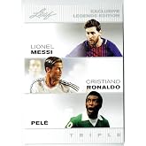 1) Mint The Triple! Messi Pele Ronaldo 2022 Leaf Legends Card #LM-CR-P | Athlete: Lionel Messi, Soccer Trading Card, Brand: Leaf Legends, Parallel: The Triple w Pele Cristiano Ronaldo, League: FIFA