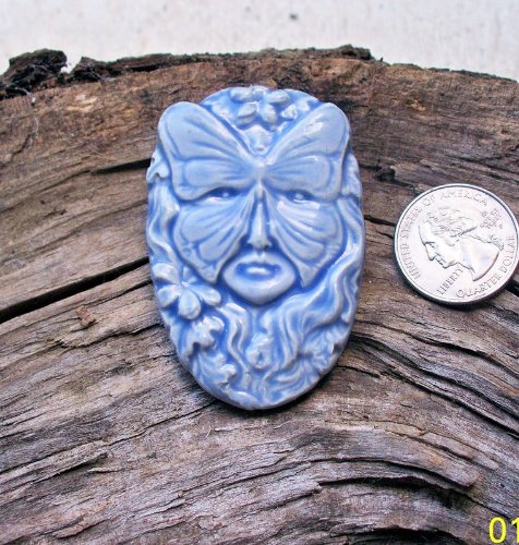 Baby Blue - Butterfly Spirit Face - 1 Pendant - Mosaic Tiles Hm Pottery