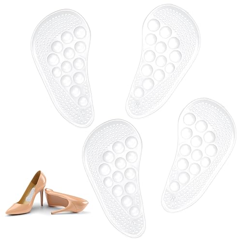 2 Pairs Gel Arch Support Insoles, Clear Arch Support Pads Adhesive High Arch Inserts Soft Arch Pad Flat Feet Shoe Inserts for Most Shoes Men Women