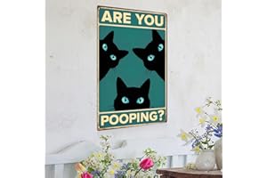 Funny Black Cat Barthroom Metal Tin Sign Vintage Are You Pooping Cat Decor for Toilet Washroom Restroom Lavatory 7 x 10.5 inc