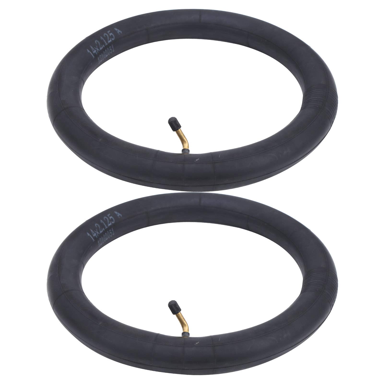 Keenso 2Pcs Inner Tube, Tube Replacement Butyl Rubber Tyre W/Bend Valve for Folding Bike(14 * 2.125) Riding racks and storage Cycling 14 inch bike tire replacement