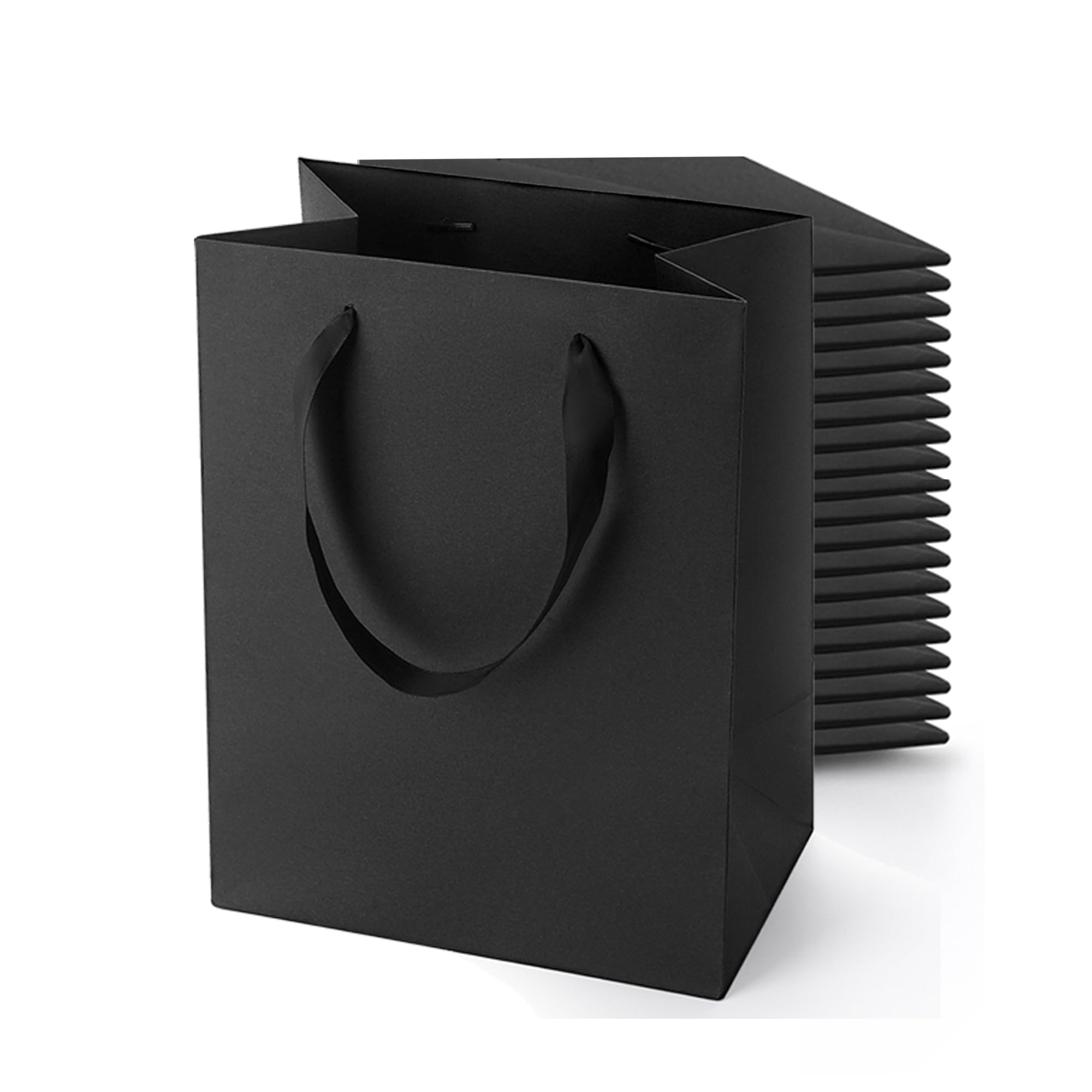 Photo 1 of Argivean Small Black Gift Bags: 24pcs Mini Gift Bags With Handles Bulk 6.3x4.7x2.4 Inch For Wedding Party Birthday Business (S-24pcs)