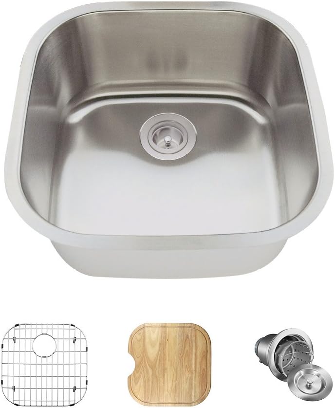 2020 18 Gauge Stainless Steel Kitchen Ensemble (Bundle - 4 Items: Sink, Basket Strainer, Sink Grid, and Cutting Board)