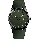 BESTKANG Men's Sports Casual Quartz Watch, 30m Water Resistant, Date Window, Alloy Case & Silicone Strap, 5 Color Options (Black/Red/Khaki/Blue/Army Green) for Everyday, Dress & Outdoor