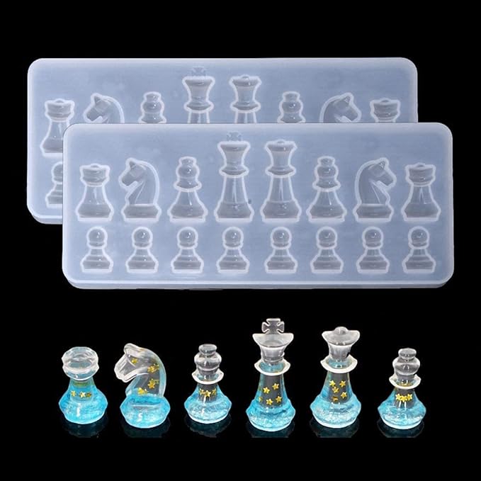 Chess Pieces Resin Molds, 2 Pcs International Chess Silicone Mold Epoxy