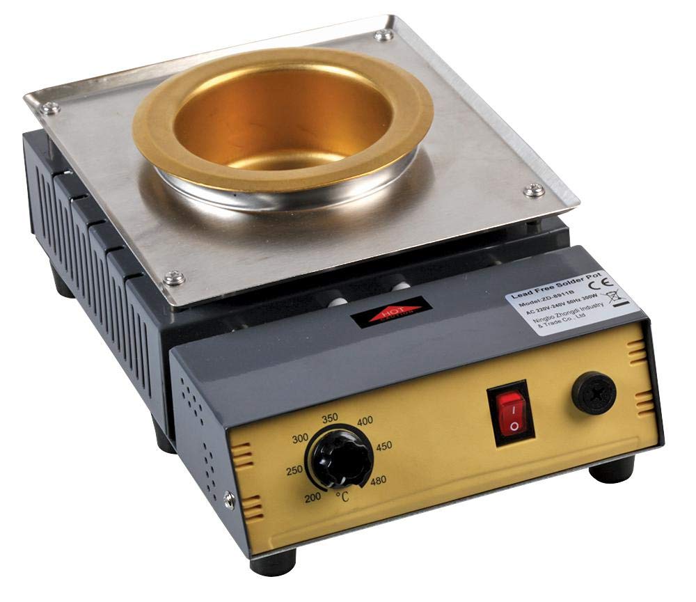 DURATOOL 300W Lead-Free Solder Pot – Corrosion-Resistant Alloy, Adjustable 200–420°C, 1.35kg Capacity, Stainless Steel Tray – D03310