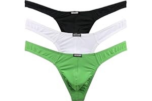 iKingsky Men's Silky Thong Sexy T-Back Mens Underwear Low Rise Stretch Underpanties