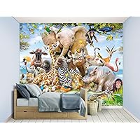 Walltastic WT45255 Jungle Safari Wall Mural, Multicolor