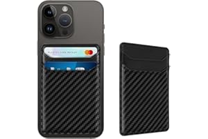 Yiyahu Self Adhesive Card Holders for Back of Phone, Leather RFID Phone Wallet Pockets Stick On, Credit Card Holders Sleeve for Phone Case, Black