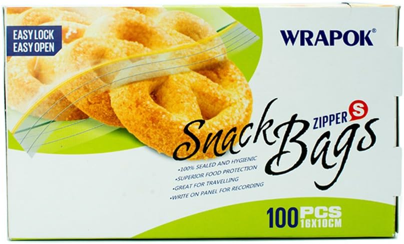WRAPOK Small Freezer Bags Ziplock Sandwich Food Bags Reusable Snack Lunch Bag for School Kids - 6.3 x 4 Inch(100 Count)