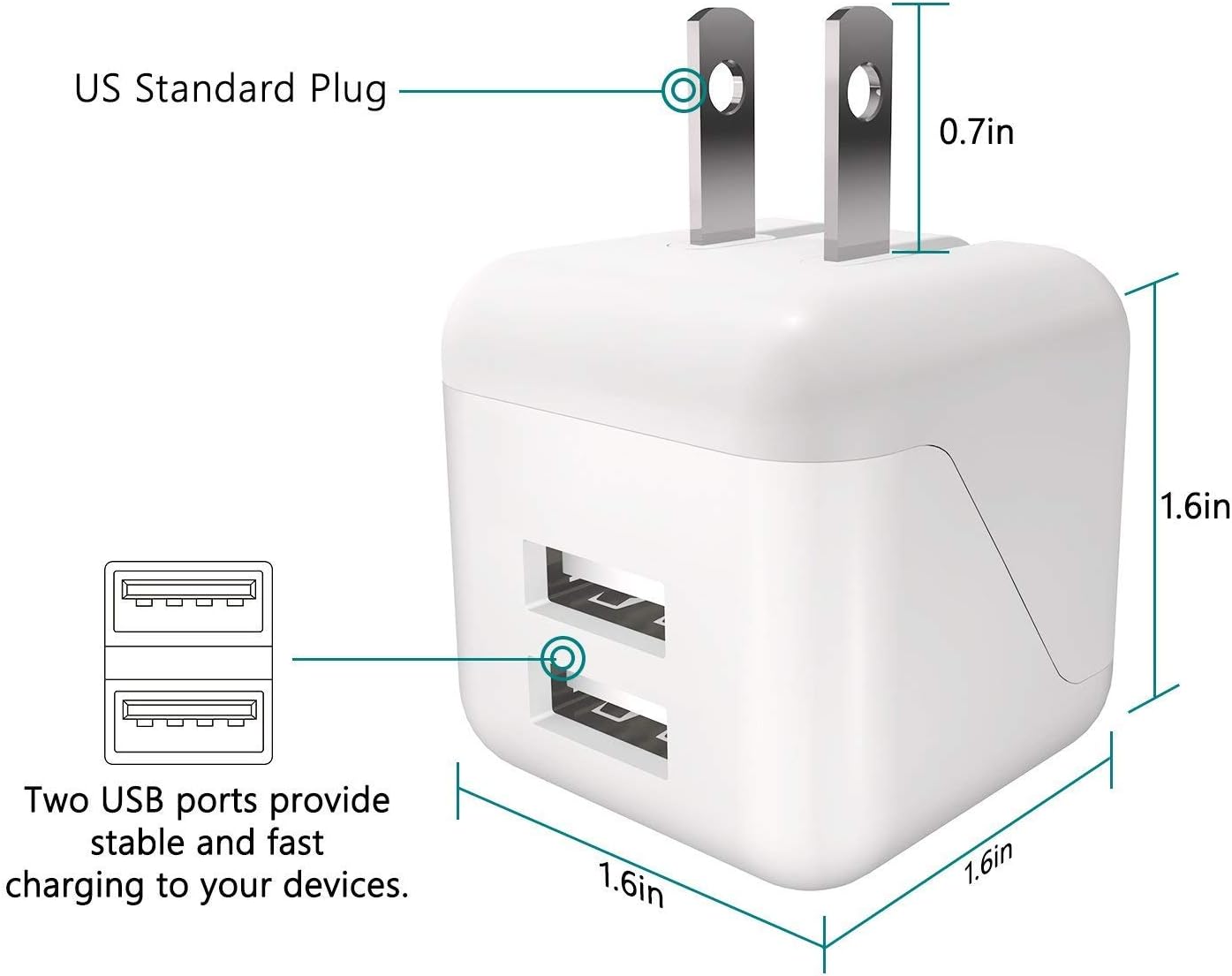 iPhone Wall Charger, Sundix Dual Port Wall Charger Power Adapter with 2 Pack 3FT iPhone Charger Charging Cord Compatible with iPhone X 8 8Plus 7 7Plus SE 6sPlus 6s 6 5s, iPad and More (white): Home Audio & Theater