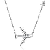 YAFEINI Airplane Necklace 925 Sterling Silver Flight Pendant Necklace Airplane Jewelry Gifts for Women Female