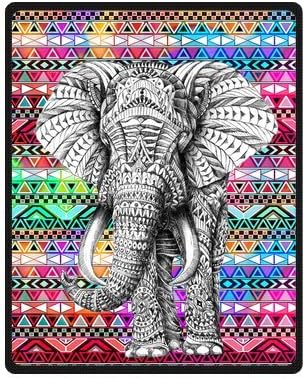 Generic Personalized Colorful Aztec Series Beautiful Elephant Fleece Throw Blanket 40" x 50"