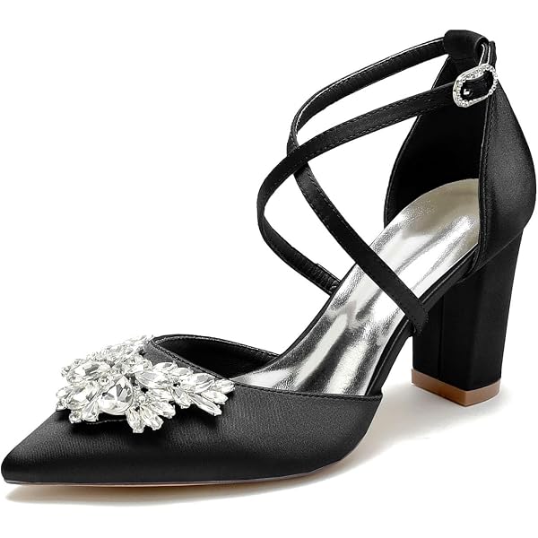 Shoes For Women 2025 Rhinestone High Heels Pointed Toe Diamond With Crystals Bow Pumps On Heeled Black Ladies Summer Footwear