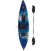 BKC Brooklyn 12.0 Pro Pedal Fishing Kayak, Propeller Drive | Hands-free propeller drive, rudder steering, 70 lb hull, watertight storage, adjustable seat, 12 ft solo kayak