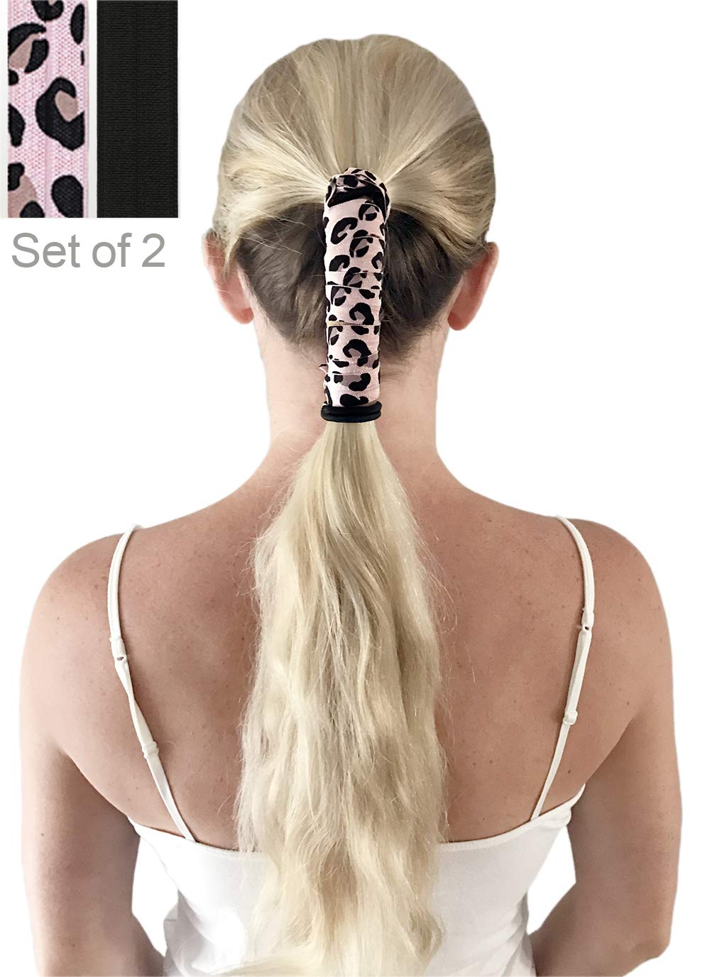 Ponytail Wrap Fitness Elastic Long Hair Glove Workout Pony Tail Protector For Sports Gym Yoga Running Biker Dreadlocks Leopard Black