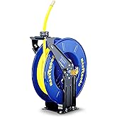 Goodyear Steel Retractable Air Compressor/Water Hose Reel with 1/2 in. x 50 ft. Rubber Hose, Max. 300PSI