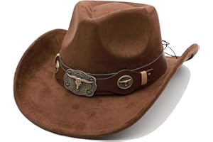 MivBuks Cowboy Hat for Men Cowgirl Hats Women Wide Brim Felt Hat Western Hats for Costume